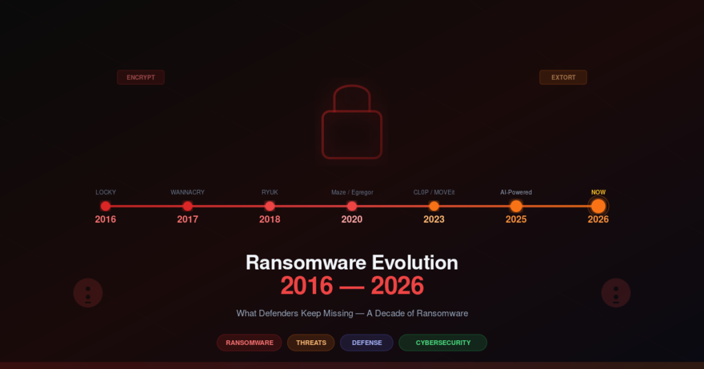 Ransomware Evolution 2016-2026: What Defenders Keep Missing