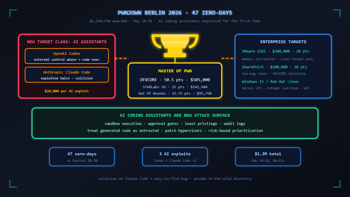Read more about the article Pwn2Own Berlin 2026: 47 Zero-Days, AI Assistants Exploited, and What It Means for AppSec