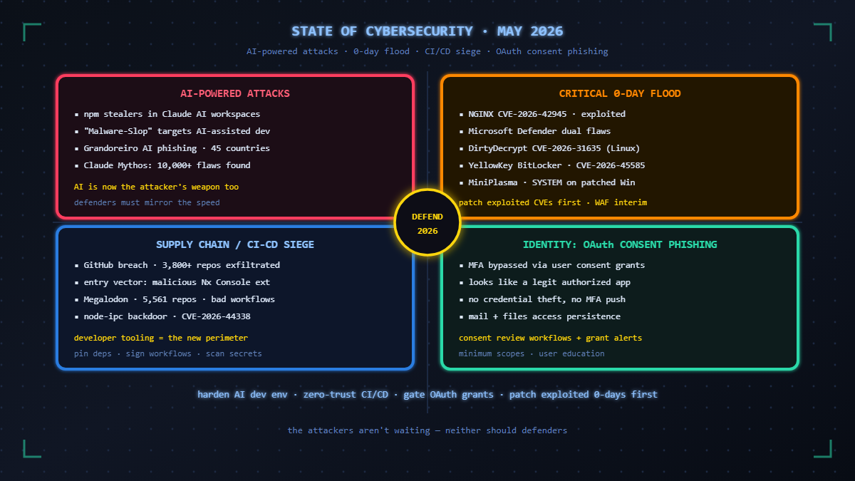 Read more about the article The State of Cybersecurity in May 2026: AI-Powered Attacks, Critical 0-Days, and What Defenders Must Know