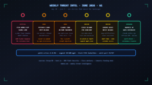 Read more about the article Weekly Threat Intel: FIFA World Cup Scams, Cloud Hijacking, and AI Agent Attacks — June 2026