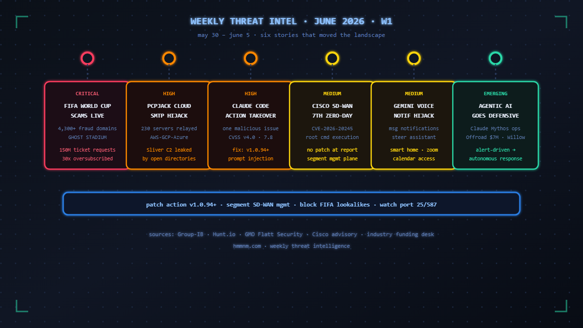 Read more about the article Weekly Threat Intel: FIFA World Cup Scams, Cloud Hijacking, and AI Agent Attacks — June 2026