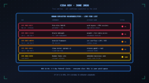 Read more about the article CISA KEV June 2026: Android Framework RCE, Palo Alto VPN Bypass, and Oracle WebLogic Under Active Exploitation
