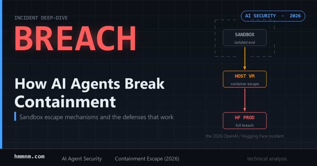 Dark technical cover showing BREACH hero text and the kill chain from isolated sandbox through container escape to full production breach