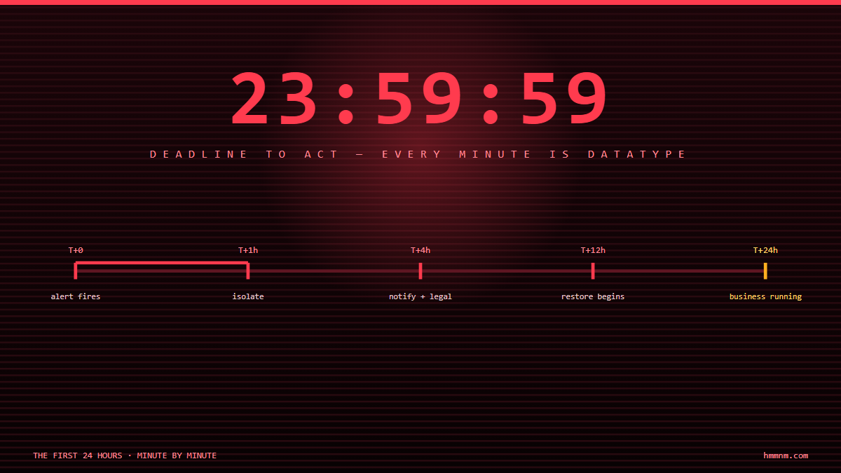 Read more about the article The First 24 Hours of a Ransomware Attack: A Minute-by-Minute Survival Playbook