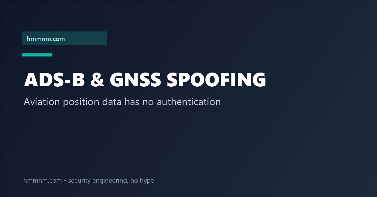 Read more about the article ADS-B and GNSS Spoofing: Aviation’s Position Data Has No Authentication