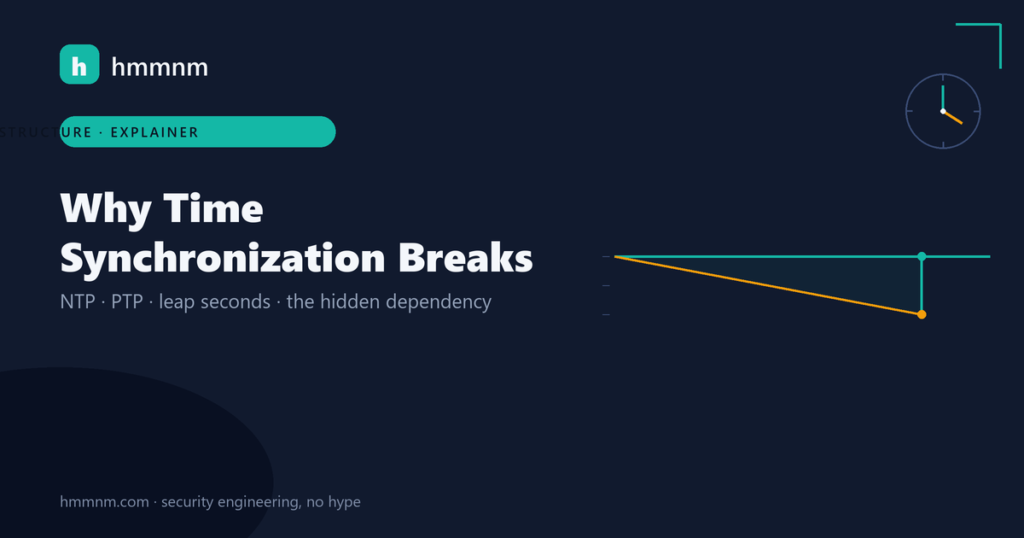 hmmnm.com — time synchronization: a true-time line and a drifting clock line diverging before a correction step