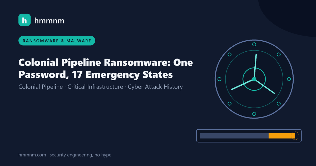 Read more about the article Colonial Pipeline Ransomware: One Password, 17 Emergency States