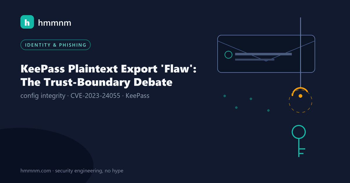 Read more about the article KeePass Plaintext Export ‘Flaw’: The Trust-Boundary Debate