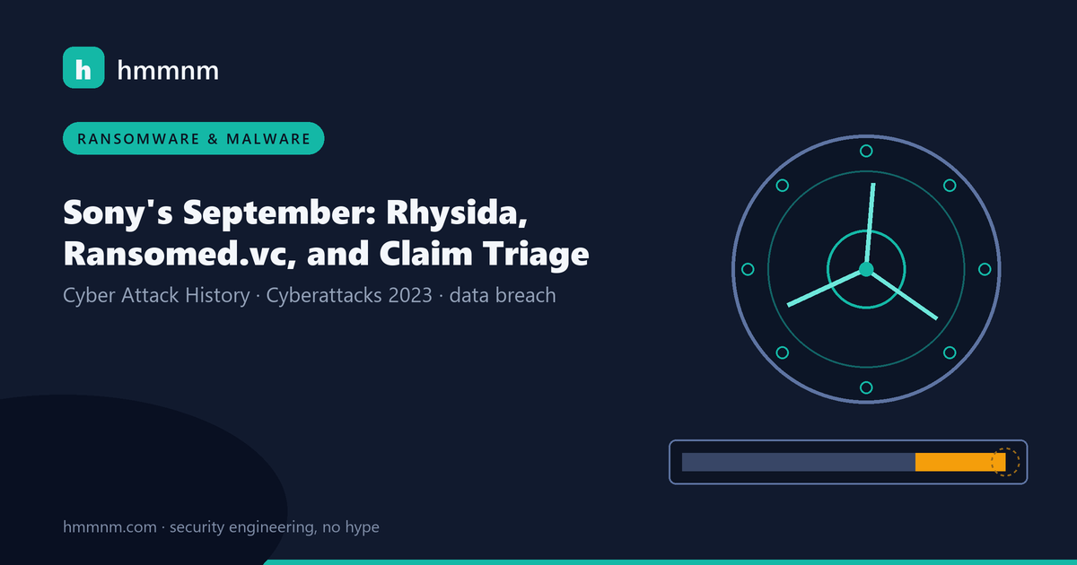 Read more about the article Sony’s September: Rhysida, Ransomed.vc, and Claim Triage