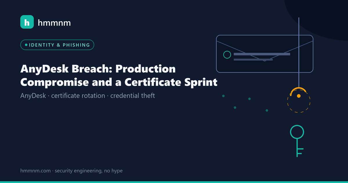 Read more about the article AnyDesk Breach: Production Compromise and a Certificate Sprint