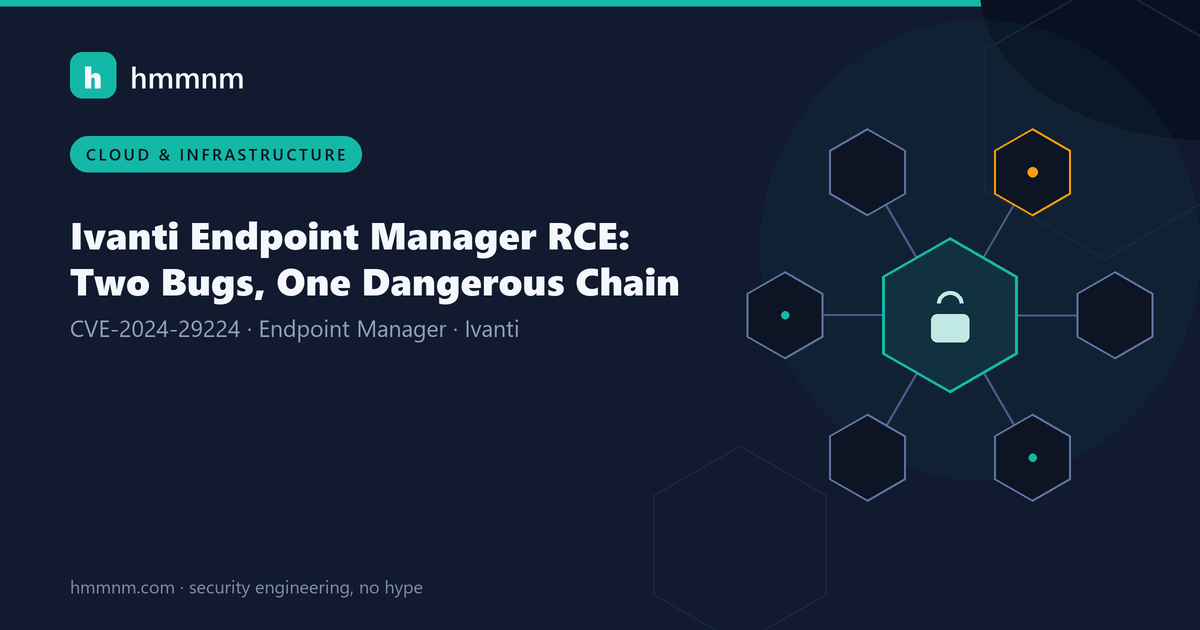 Read more about the article Ivanti Endpoint Manager RCE: Two Bugs, One Dangerous Chain