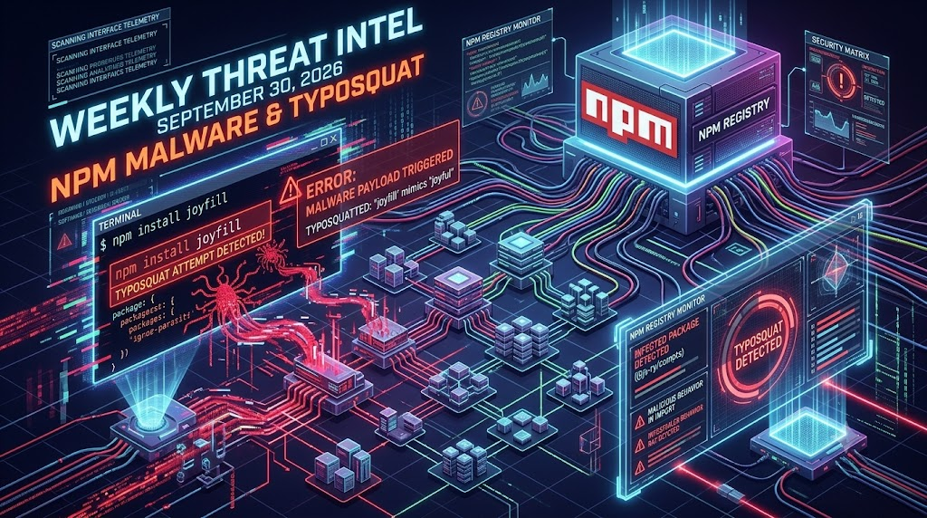 Read more about the article Weekly Threat Intel: 30 September 2026 — npm Malware, Typosquat Waves and Autumn CVEs