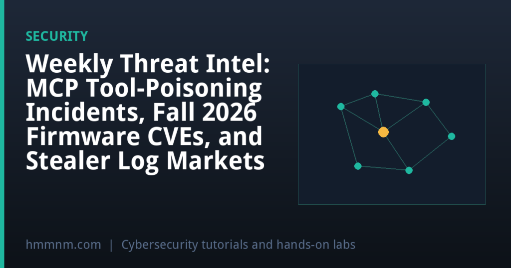 Weekly Threat Intel: MCP Tool-Poisoning Incidents, Fall 2026 Firmware CVEs, and Stealer Log Markets