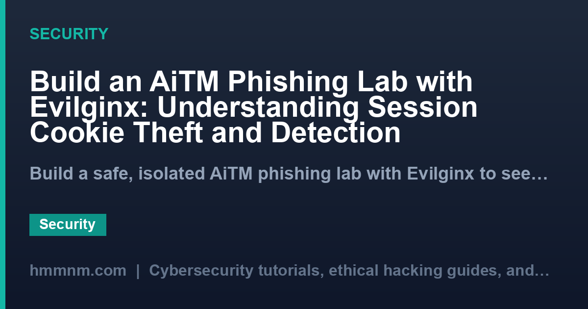 Build an AiTM Phishing Lab with Evilginx: Understanding Session Cookie Theft and Detection