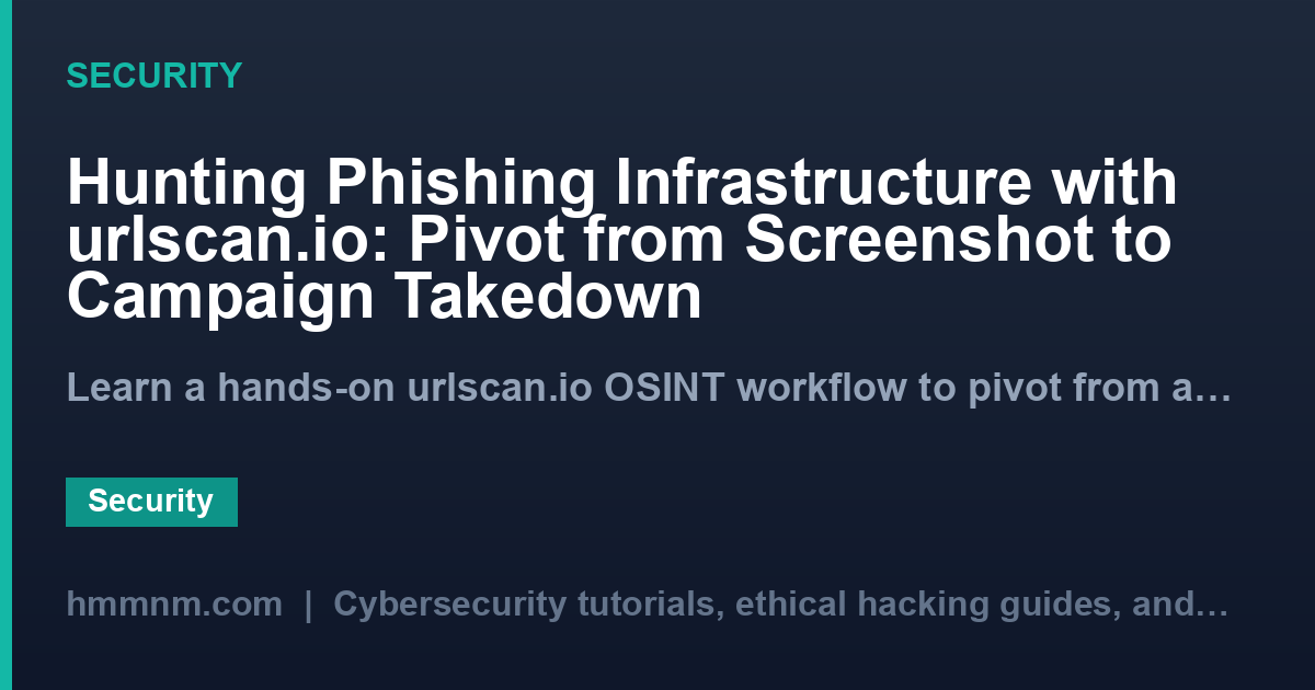 Hunting Phishing Infrastructure with urlscan.io: Pivot from Screenshot to Campaign Takedown