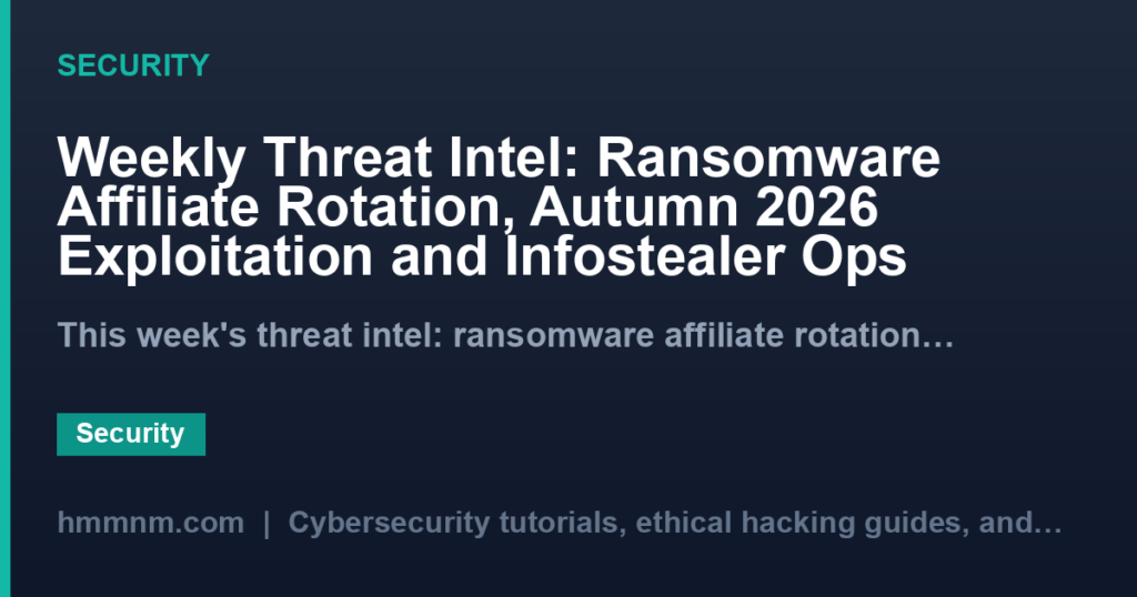 Weekly Threat Intel: Ransomware Affiliate Rotation, Autumn 2026 Exploitation and Infostealer Ops