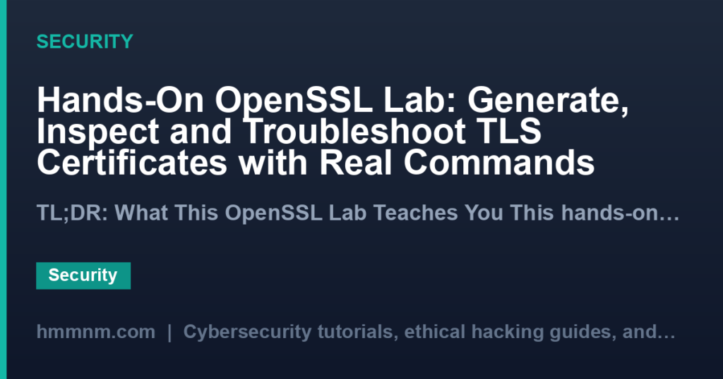 Hands-On OpenSSL Lab: Generate, Inspect and Troubleshoot TLS Certificates with Real Commands