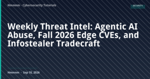 Read more about the article Weekly Threat Intel: Agentic AI Abuse, Fall 2026 Edge CVEs, and Infostealer Tradecraft