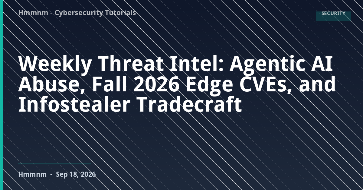 You are currently viewing Weekly Threat Intel: Agentic AI Abuse, Fall 2026 Edge CVEs, and Infostealer Tradecraft