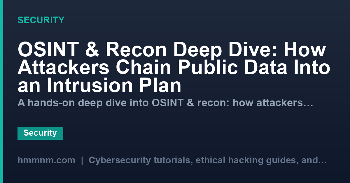 OSINT & Recon Deep Dive: How Attackers Chain Public Data Into an Intrusion Plan