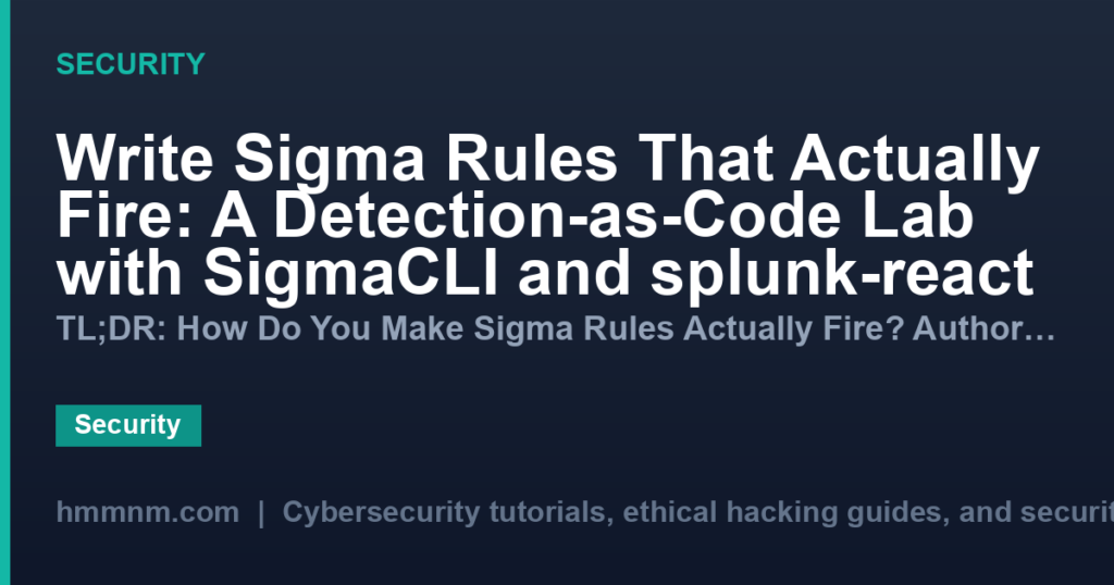 Write Sigma Rules That Actually Fire: A Detection-as-Code Lab with SigmaCLI and splunk-react