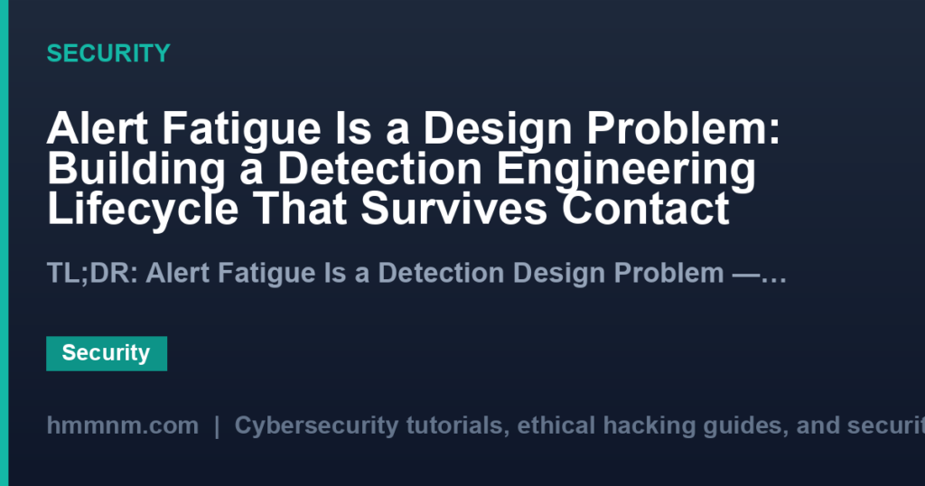 Alert Fatigue Is a Design Problem: Building a Detection Engineering Lifecycle That Survives Contact